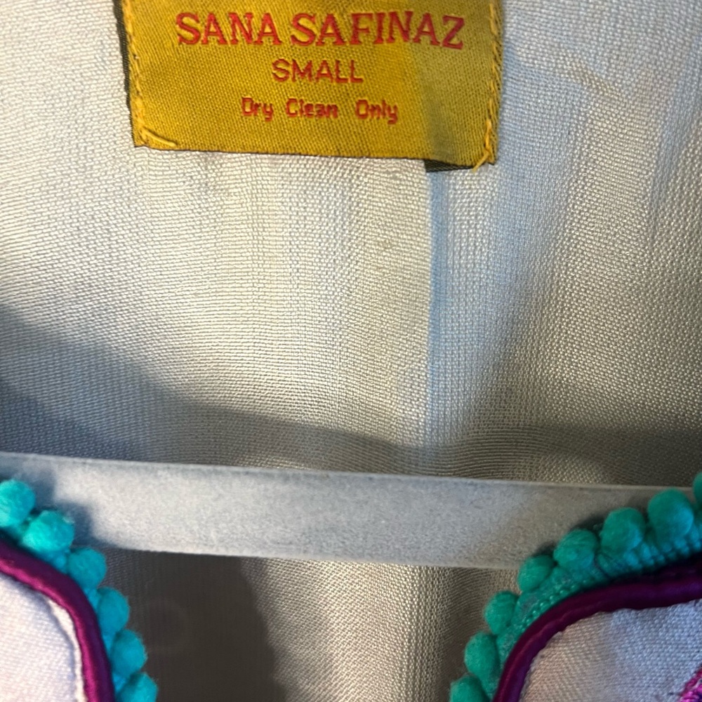 Sana Safinaz Embroidered Tunic Floral Gray Pink 3/4 Sleeves SZ S EUC - Picture 3 of 7